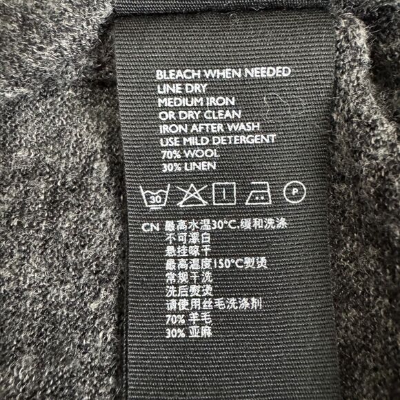 COS Women's Black Wool Linen Fitted Long Sleeves Tee Shirt Large Oversized Boxy - Picture 13 of 13